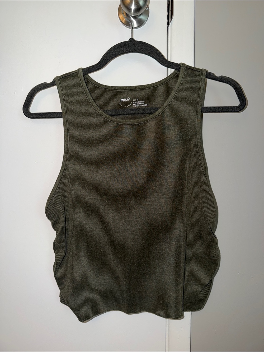 aerie Olive Ribbed Crew Neck Tank